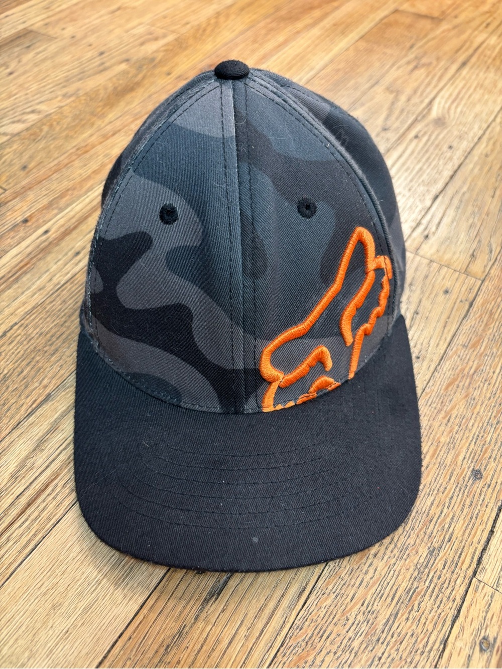 Fox Kids Black Camo Hat with Orange Logo